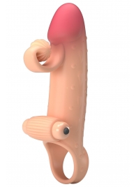 Телесная вибронасадка на пенис с подхватом мошонки - 20 см. - Baile - в Нижнекамске купить с доставкой