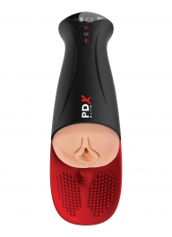 Телесный мастурбатор-вагина в черной колбе с вибрацией Fuck-O-Matic Pro XL - Pipedream - в Нижнекамске купить с доставкой