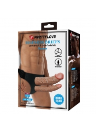 Темно-бежевый фаллопротез для двойного проникновения - 17,5 см. - Baile - купить с доставкой в Нижнекамске