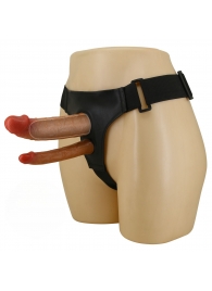 Темно-бежевый фаллопротез для двойного проникновения - 17,5 см. - Baile - купить с доставкой в Нижнекамске