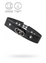 Черный чокер-ошейник со связанными кольцами на подложке - Pecado - купить с доставкой в Нижнекамске
