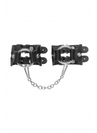 Черные кожаные наручники-браслеты из двух ремешков - Pecado - купить с доставкой в Нижнекамске