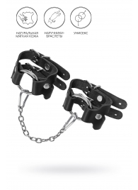 Черные кожаные наручники-браслеты из двух ремешков - Pecado - купить с доставкой в Нижнекамске