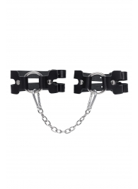 Черные кожаные оковы из двух ремешков - Pecado - купить с доставкой в Нижнекамске