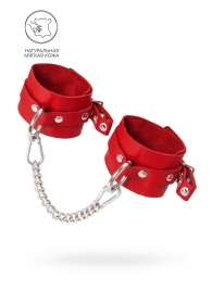 Красные мягкие кожаные оковы с люверсами - Pecado - купить с доставкой в Нижнекамске