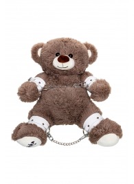 Бондажный набор: бурый мишка с белыми оковами и наручниками - Pecado - купить с доставкой в Нижнекамске