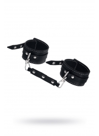 Черные двухслойные кожаные оковы с белой строчкой - Pecado - купить с доставкой в Нижнекамске