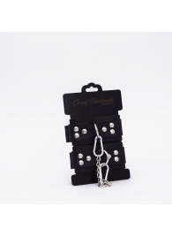 Черные кожаные наручники с регулируемыми ремешками - Crazy Handmade - купить с доставкой в Нижнекамске