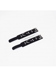 Черные кожаные наручники с регулируемыми ремешками - Crazy Handmade - купить с доставкой в Нижнекамске