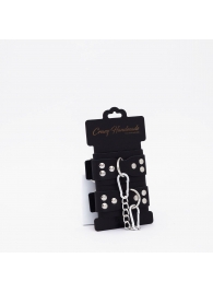 Черные кожаные оковы с регулируемыми ремешками - Crazy Handmade - купить с доставкой в Нижнекамске