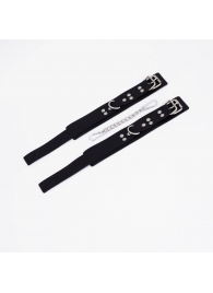 Черные кожаные оковы с регулируемыми ремешками - Crazy Handmade - купить с доставкой в Нижнекамске