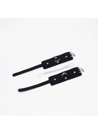 Черные кожаные оковы с хромированной фурнитурой - Crazy Handmade - купить с доставкой в Нижнекамске