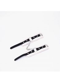 Бело-красные кожаные наручники - Crazy Handmade - купить с доставкой в Нижнекамске