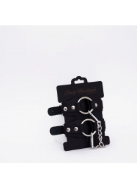 Черные кожаные оковы с кольцом - Crazy Handmade - купить с доставкой в Нижнекамске