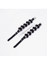 Черные кожаные наручники из звеньев - Crazy Handmade - купить с доставкой в Нижнекамске