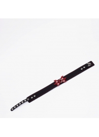 Черный ошейник с красным декором и строчкой - Crazy Handmade - купить с доставкой в Нижнекамске