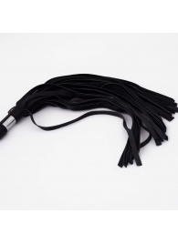 Черный кожаный флоггер со стальной ручкой - 45 см. - Crazy Handmade - купить с доставкой в Нижнекамске