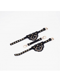 Черные оковы с золотистой фурнитурой - Crazy Handmade - купить с доставкой в Нижнекамске