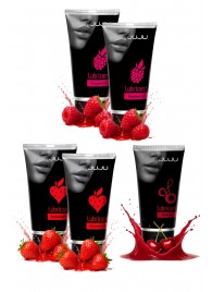 Набор из 5 съедобных лубрикантов JUJU (клубника х 2, малина х 2, вишня) - JuJu - купить с доставкой в Нижнекамске