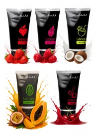 Набор из 5 съедобных лубрикантов JUJU (клубника, малина, тропические фрукты, вишня, кокос) - JuJu - купить с доставкой в Нижнекамске