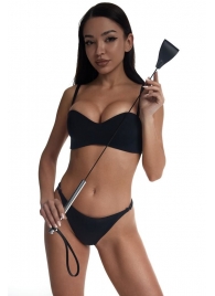 Стек с широким черным кожаным наконечником и металлической ручкой - 67 см. - Crazy Handmade - купить с доставкой в Нижнекамске