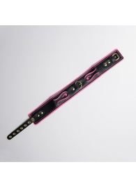 Черно-розовый ошейник с золотистой фурнитурой - Crazy Handmade - купить с доставкой в Нижнекамске