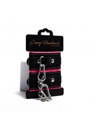 Черно-розовые скругленные наручники с мягкой подкладкой - Crazy Handmade - купить с доставкой в Нижнекамске