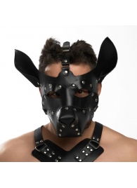 Черная кожаная маска «Собака» - Crazy Handmade - купить с доставкой в Нижнекамске