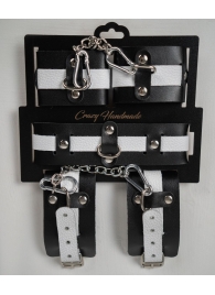 Набор фиксаторов из черной и белой натуральной кожи - Crazy Handmade - купить с доставкой в Нижнекамске
