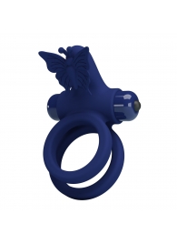 Синее эрекционное кольцо с вибростимуляцией клитора - Baile - в Нижнекамске купить с доставкой