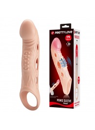 Телесная удлиняющая насадка с рельефом и вибрацией Brad - 21,3 см. - Baile - в Нижнекамске купить с доставкой