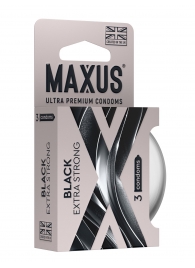 Черные утолщенные презервативы MAXUS Extra Strong с железным кейсом - 3 шт. - Maxus - купить с доставкой в Нижнекамске