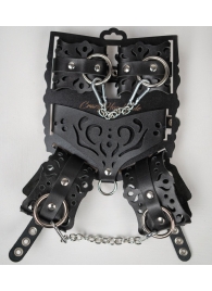Черный ажурный кожаный набор фиксаций - Crazy Handmade - купить с доставкой в Нижнекамске
