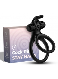 Черное эрекционное виброкольцо с подхватом мошонки Stay Hard - Boys of Toys - в Нижнекамске купить с доставкой