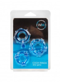 Набор из 3 синих эрекционных колец с различным рельефом - Erowoman-Eroman - в Нижнекамске купить с доставкой