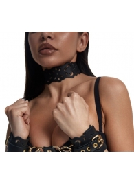 Черный ажурный чокер с золотистой фурнитурой - Crazy Handmade - купить с доставкой в Нижнекамске