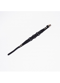 Черный ажурный чокер с золотистой фурнитурой - Crazy Handmade - купить с доставкой в Нижнекамске