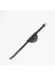 Черный чокер с клепками и золотистой фурнитурой - Crazy Handmade - купить с доставкой в Нижнекамске