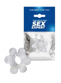 Прозрачное эрекционное кольцо с 6 стимулирующими шариками - Sex Expert - в Нижнекамске купить с доставкой