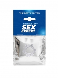 Прозрачное эрекционное кольцо с шариками и шипами - Sex Expert - в Нижнекамске купить с доставкой