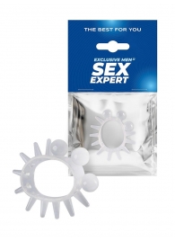 Эластичное эрекционное кольцо с шариками и лучами - Sex Expert - в Нижнекамске купить с доставкой