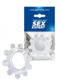 Прозрачное эрекционное кольцо со стимулирующими шариками - Sex Expert - в Нижнекамске купить с доставкой