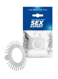 Эластичное эрекционное кольцо с шипиками и шариком - Sex Expert - в Нижнекамске купить с доставкой
