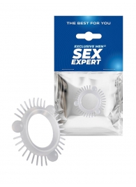 Эластичное эрекционное кольцо с 3 шариками и шипами - Sex Expert - в Нижнекамске купить с доставкой