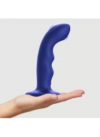 Синяя насадка-стимулятор Strap-On-Me Tapping Dildo Wave - Strap-on-me - купить с доставкой в Нижнекамске