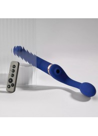 Синий безремневой страпон Multi Orgasm Bendable Strap-On size XL с клиторальной стимуляцией - Strap-on-me - купить с доставкой в Нижнекамске