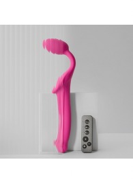 Ярко-розовый безремневой страпон Strap-on-me Vibrating Bendable Strap-On size XL - Strap-on-me - купить с доставкой в Нижнекамске