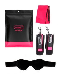 Черно-розовый эротический набор: маска, наручники и повязка - Erokay - купить с доставкой в Нижнекамске