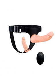 Женский страпон с 2 насадками, вибрацией и пультом ДУ - Erowoman-Eroman - купить с доставкой в Нижнекамске