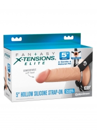 Телесный пустотелый фаллопротез 5’’ Hollow Silicone Strap-On - 14 см. - Pipedream - купить с доставкой в Нижнекамске